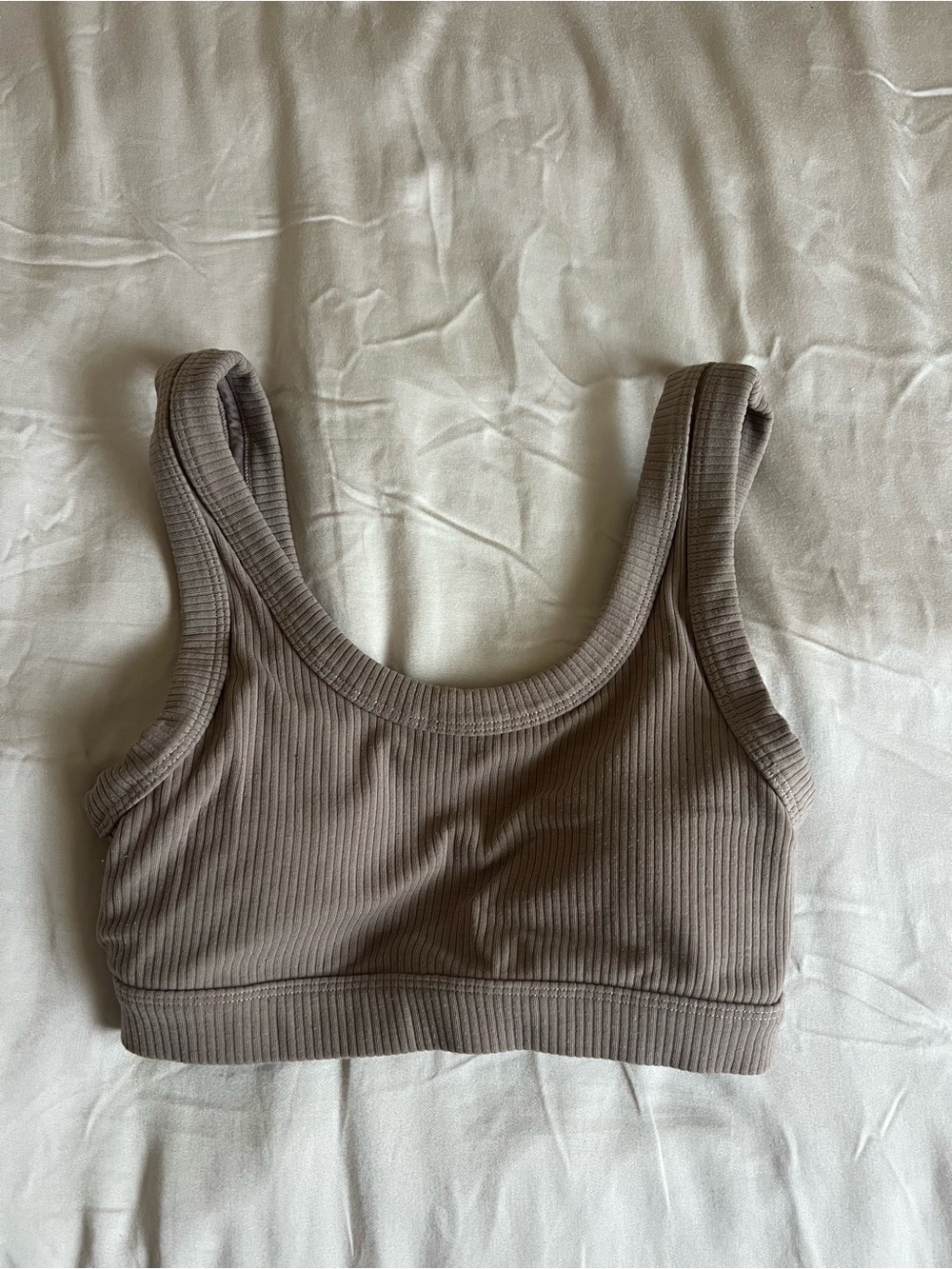 ALO Yoga Ribbed Scoop Bralette in Taupe